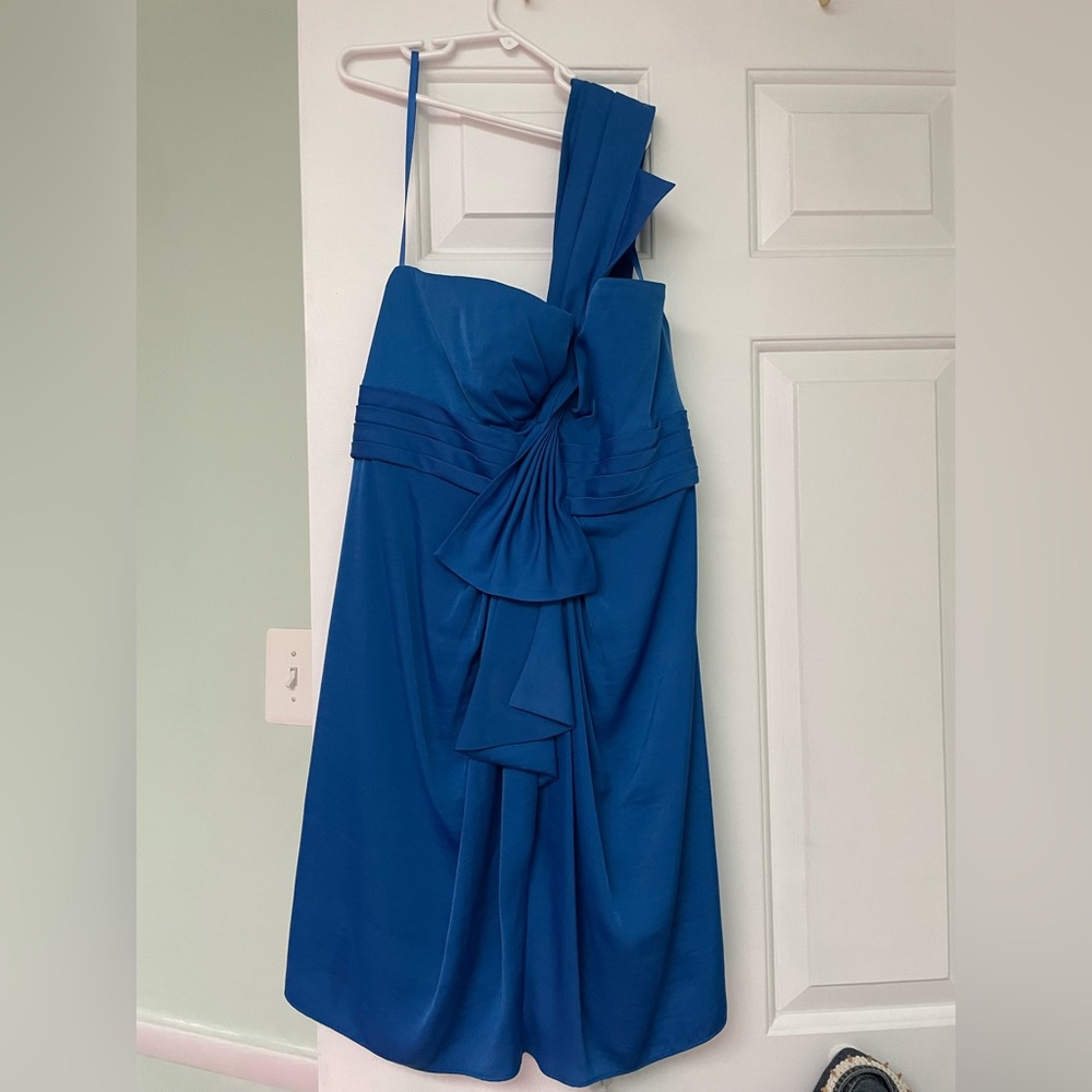 BCBGMAXAZRIA Petites Blue One Shoulder Dress Size 6P